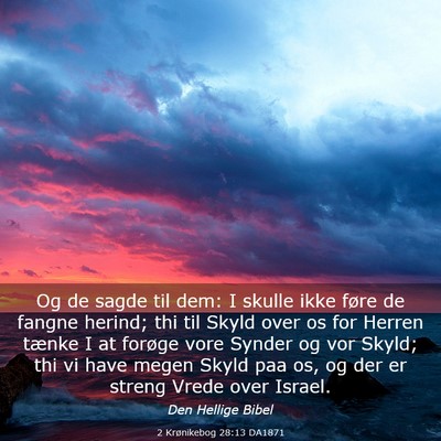 Picture 03 - 2 Krønikebog 28:13 DA1871 - Og de sagde til dem: I skulle ikke føre de - Bible Verse Picture