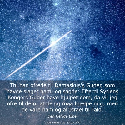 Picture 03 - 2 Krønikebog 28:23 DA1871 - Thi han ofrede til Damaskus's Guder, som havde - Bible Verse Picture