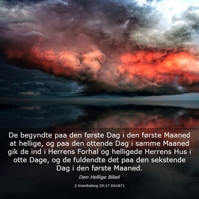 Picture 03 - 2 Krønikebog 29:17 DA1871 - De begyndte paa den første Dag i den første - Bible Verse Picture