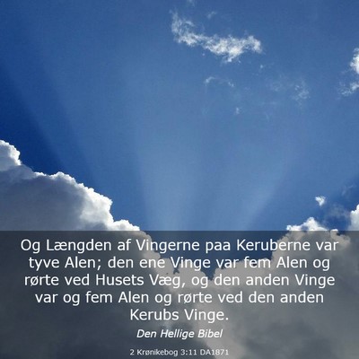 Picture 03 - 2 Krønikebog 3:11 DA1871 - Og Længden af Vingerne paa Keruberne var tyve - Bible Verse Picture