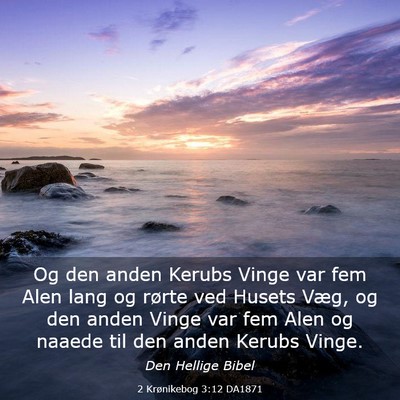 Picture 03 - 2 Krønikebog 3:12 DA1871 - Og den anden Kerubs Vinge var fem Alen lang og - Bible Verse Picture