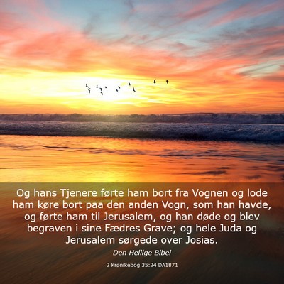 Picture 03 - 2 Krønikebog 35:24 DA1871 - Og hans Tjenere førte ham bort fra Vognen og - Bible Verse Picture