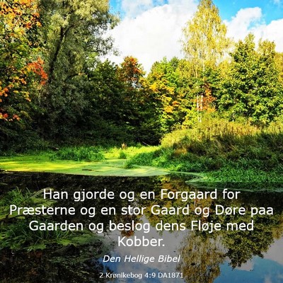 Picture 03 - 2 Krønikebog 4:9 DA1871 - Han gjorde og en Forgaard for Præsterne og en - Bible Verse Picture