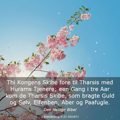 Picture 03 - 2 Krønikebog 9:21 DA1871 - Thi Kongens Skibe fore til Tharsis med Hurams - Bible Verse Picture