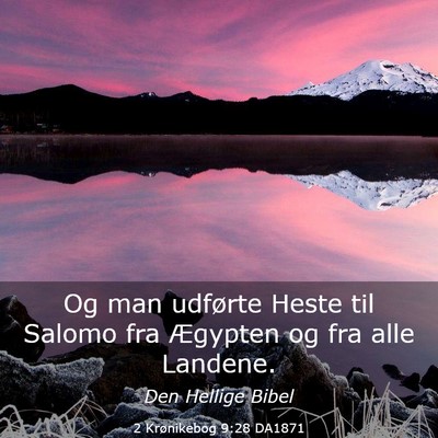 Picture 03 - 2 Krønikebog 9:28 DA1871 - Og man udførte Heste til Salomo fra Ægypten og - Bible Verse Picture