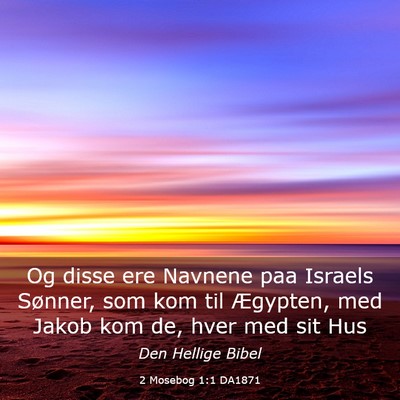 Picture 03 - 2 Mosebog 1:1 DA1871 - Og disse ere Navnene paa Israels Sønner, som kom - Bible Verse Picture