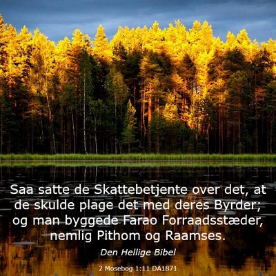 Picture 03 - 2 Mosebog 1:11 DA1871 - Saa satte de Skattebetjente over det, at de - Bible Verse Picture