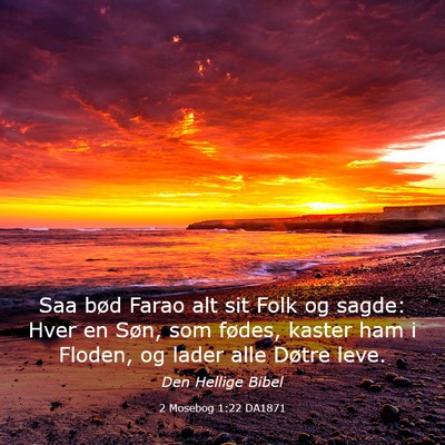 Picture 03 - 2 Mosebog 1:22 DA1871 - Saa bød Farao alt sit Folk og sagde: Hver en - Bible Verse Picture