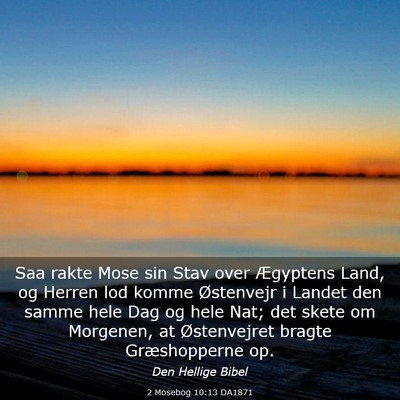 Picture 03 - 2 Mosebog 10:13 DA1871 - Saa rakte Mose sin Stav over Ægyptens Land, og - Bible Verse Picture