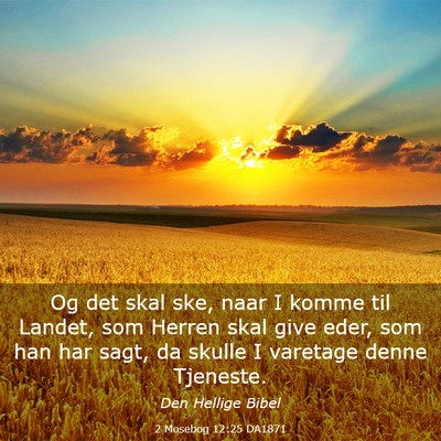 Picture 03 - 2 Mosebog 12:25 DA1871 - Og det skal ske, naar I komme til Landet, som - Bible Verse Picture