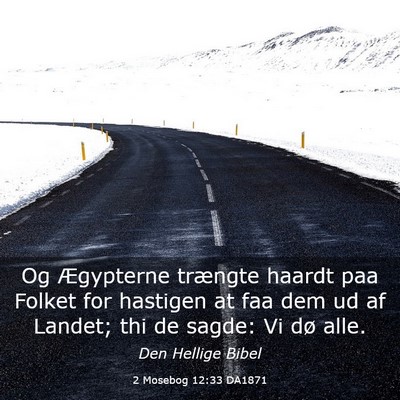 Picture 03 - 2 Mosebog 12:33 DA1871 - Og Ægypterne trængte haardt paa Folket for - Bible Verse Picture