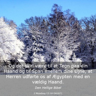 Picture 03 - 2 Mosebog 13:16 DA1871 - Og det skal være til et Tegn paa din Haand og - Bible Verse Picture