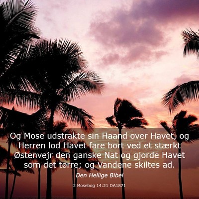 Picture 03 - 2 Mosebog 14:21 DA1871 - Og Mose udstrakte sin Haand over Havet, og Herren - Bible Verse Picture