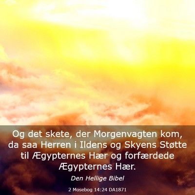 Picture 03 - 2 Mosebog 14:24 DA1871 - Og det skete, der Morgenvagten kom, da saa Herren - Bible Verse Picture