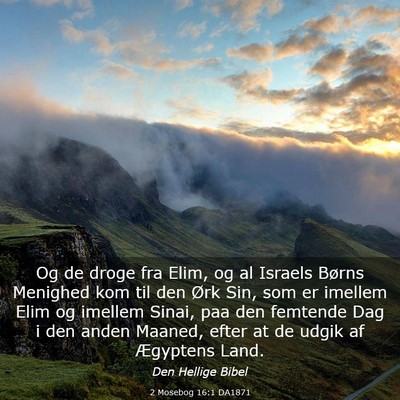 Picture 03 - 2 Mosebog 16:1 DA1871 - Og de droge fra Elim, og al Israels Børns - Bible Verse Picture