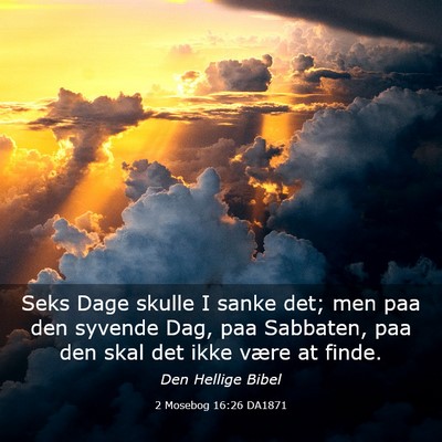 Picture 03 - 2 Mosebog 16:26 DA1871 - Seks Dage skulle I sanke det; men paa den syvende - Bible Verse Picture