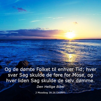 Picture 03 - 2 Mosebog 18:26 DA1871 - Og de dømte Folket til enhver Tid; hver svar Sag - Bible Verse Picture
