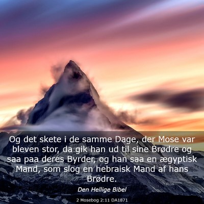 Picture 03 - 2 Mosebog 2:11 DA1871 - Og det skete i de samme Dage, der Mose var bleven - Bible Verse Picture