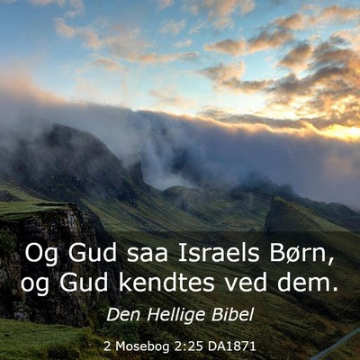 Picture 03 - 2 Mosebog 2:25 DA1871 - Og Gud saa Israels Børn, og Gud kendtes ved - Bible Verse Picture