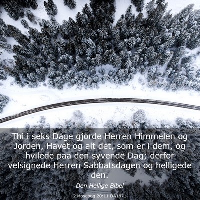 Picture 03 - 2 Mosebog 20:11 DA1871 - Thi i seks Dage gjorde Herren Himmelen og Jorden, - Bible Verse Picture