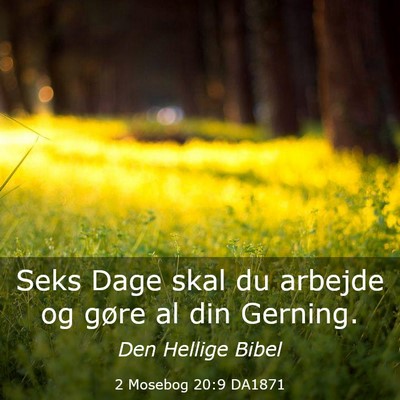 Picture 03 - 2 Mosebog 20:9 DA1871 - Seks Dage skal du arbejde og gøre al din - Bible Verse Picture