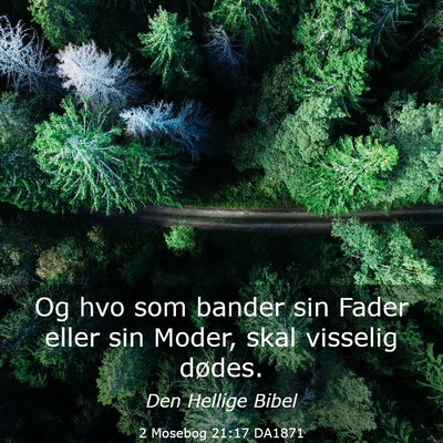 Picture 03 - 2 Mosebog 21:17 DA1871 - Og hvo som bander sin Fader eller sin Moder, skal - Bible Verse Picture