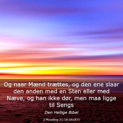 Picture 03 - 2 Mosebog 21:18 DA1871 - Og naar Mænd trættes, og den ene slaar den - Bible Verse Picture