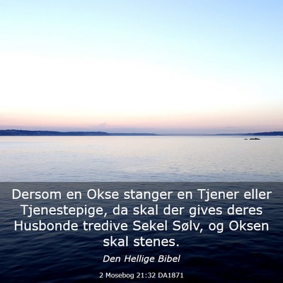 Picture 03 - 2 Mosebog 21:32 DA1871 - Dersom en Okse stanger en Tjener eller - Bible Verse Picture