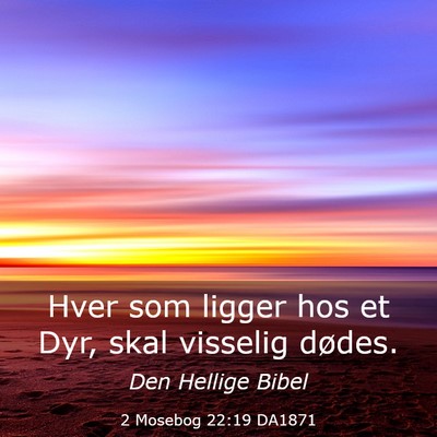 Picture 03 - 2 Mosebog 22:19 DA1871 - Hver som ligger hos et Dyr, skal visselig - Bible Verse Picture