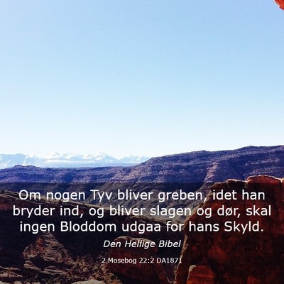 Picture 03 - 2 Mosebog 22:2 DA1871 - Om nogen Tyv bliver greben, idet han bryder ind, - Bible Verse Picture