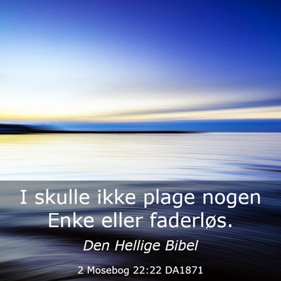 Picture 03 - 2 Mosebog 22:22 DA1871 - I skulle ikke plage nogen Enke eller - Bible Verse Picture