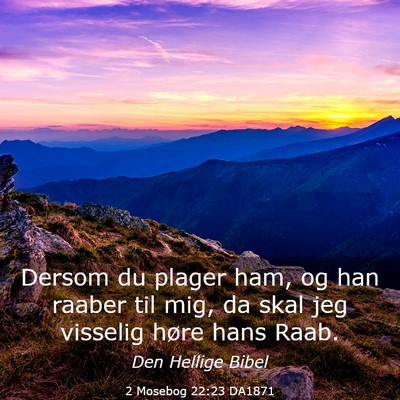 Picture 03 - 2 Mosebog 22:23 DA1871 - Dersom du plager ham, og han raaber til mig, da - Bible Verse Picture