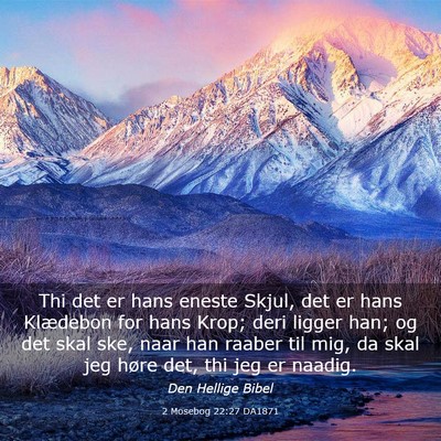 Picture 03 - 2 Mosebog 22:27 DA1871 - Thi det er hans eneste Skjul, det er hans - Bible Verse Picture