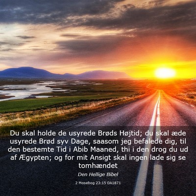 Picture 03 - 2 Mosebog 23:15 DA1871 - Du skal holde de usyrede Brøds Højtid; du skal - Bible Verse Picture