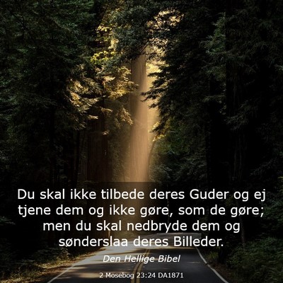 Picture 03 - 2 Mosebog 23:24 DA1871 - Du skal ikke tilbede deres Guder og ej tjene dem - Bible Verse Picture