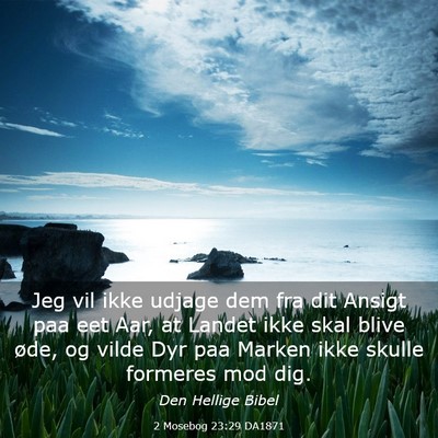 Picture 03 - 2 Mosebog 23:29 DA1871 - Jeg vil ikke udjage dem fra dit Ansigt paa eet - Bible Verse Picture