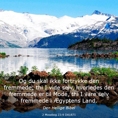 Picture 03 - 2 Mosebog 23:9 DA1871 - Og du skal ikke fortrykke den fremmede; thi I - Bible Verse Picture