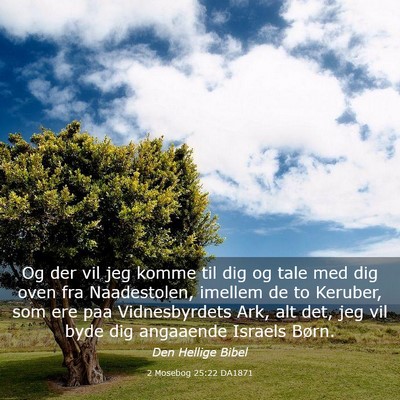 Picture 03 - 2 Mosebog 25:22 DA1871 - Og der vil jeg komme til dig og tale med dig oven - Bible Verse Picture