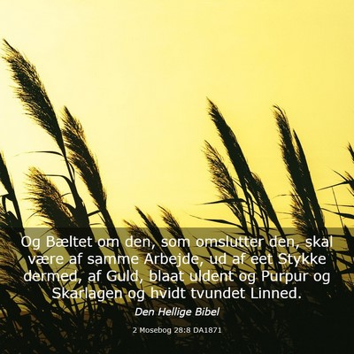 Picture 03 - 2 Mosebog 28:8 DA1871 - Og Bæltet om den, som omslutter den, skal være - Bible Verse Picture