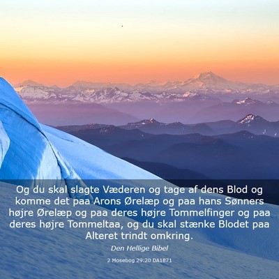 Picture 03 - 2 Mosebog 29:20 DA1871 - Og du skal slagte Væderen og tage af dens Blod - Bible Verse Picture