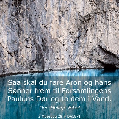 Picture 03 - 2 Mosebog 29:4 DA1871 - Saa skal du føre Aron og hans Sønner frem til - Bible Verse Picture