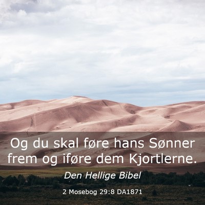 Picture 03 - 2 Mosebog 29:8 DA1871 - Og du skal føre hans Sønner frem og iføre dem - Bible Verse Picture