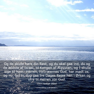 Picture 03 - 2 Mosebog 3:18 DA1871 - Og de skulle høre din Røst, og du skal gaa ind, - Bible Verse Picture