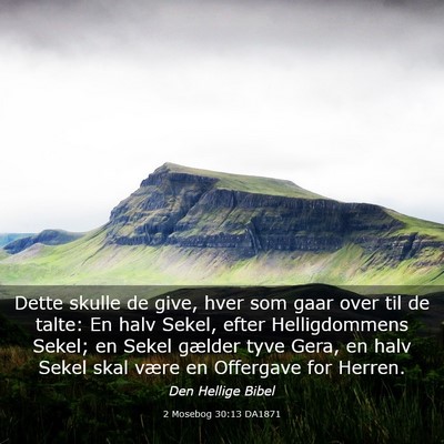 Picture 03 - 2 Mosebog 30:13 DA1871 - Dette skulle de give, hver som gaar over til de - Bible Verse Picture