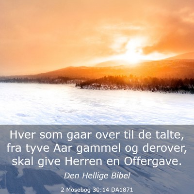 Picture 03 - 2 Mosebog 30:14 DA1871 - Hver som gaar over til de talte, fra tyve Aar - Bible Verse Picture