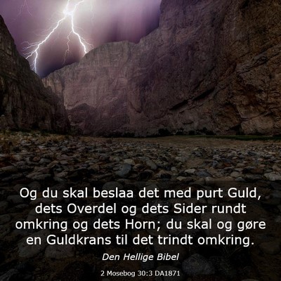Picture 03 - 2 Mosebog 30:3 DA1871 - Og du skal beslaa det med purt Guld, dets Overdel - Bible Verse Picture