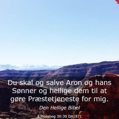 Picture 03 - 2 Mosebog 30:30 DA1871 - Du skal og salve Aron og hans Sønner og hellige - Bible Verse Picture