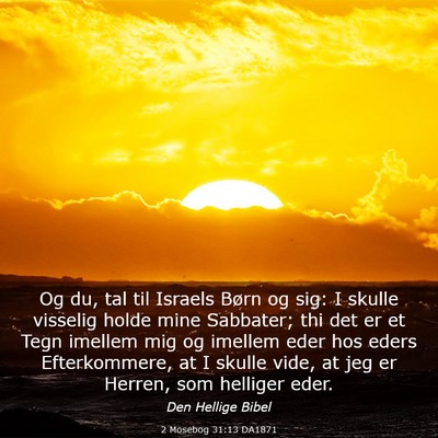 Picture 03 - 2 Mosebog 31:13 DA1871 - Og du, tal til Israels Børn og sig: I skulle - Bible Verse Picture