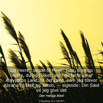 Picture 03 - 2 Mosebog 33:1 DA1871 - Og Herren sagde til Mose: Gaa, drag op herfra, du - Bible Verse Picture