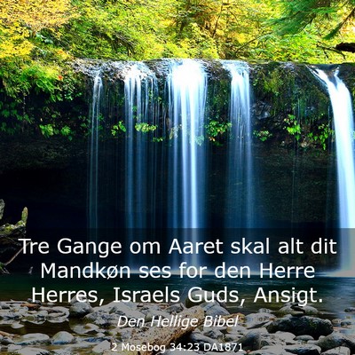 Picture 03 - 2 Mosebog 34:23 DA1871 - Tre Gange om Aaret skal alt dit Mandkøn ses for - Bible Verse Picture